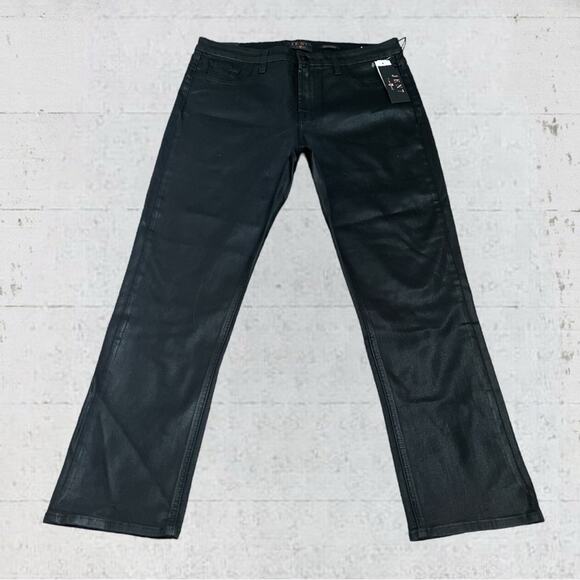 NWT Jen7 by 7 For All Mankind Coated Straight Ankle Jeans in Black Coat Size 12 - Picture 5 of 14
